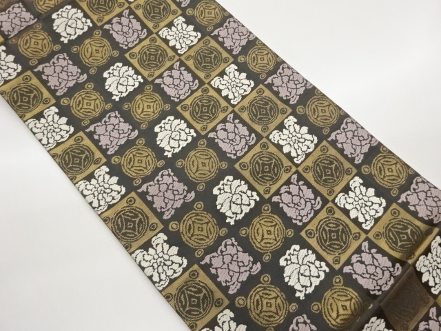 JAPANESE KIMONO / FUKURO OBI / WOEN ICHIMATSU & CREST 